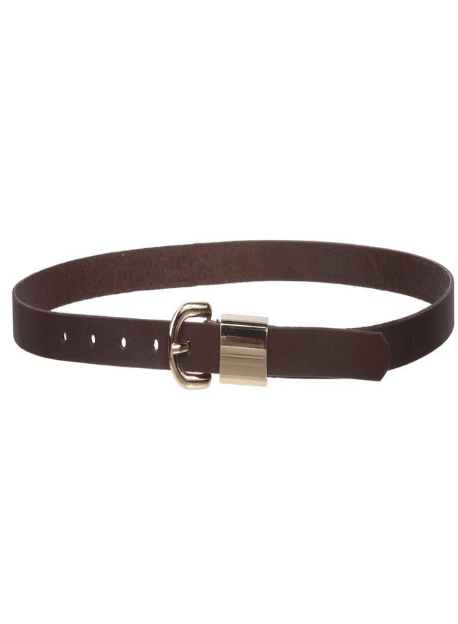 Beltiscool Women's 3/4" (19mm) Skinny Solid Leather Dress Belt, Brown | s-30" - Image 2